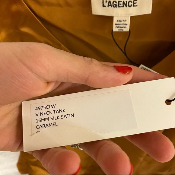 L’Agence | Jane Silk Cami Tank In Caramel Size XS NEW - Picture 5 of 6